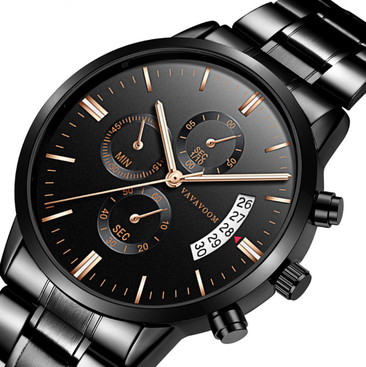 DeiBox - Herren Quarz Edelstahl Uhr 43mm "VA-G001"